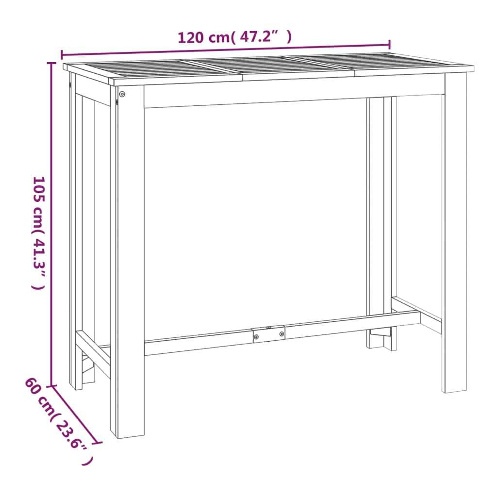 vidaXL 7-tlg. Gartenbar-Set Massivholz Akazie