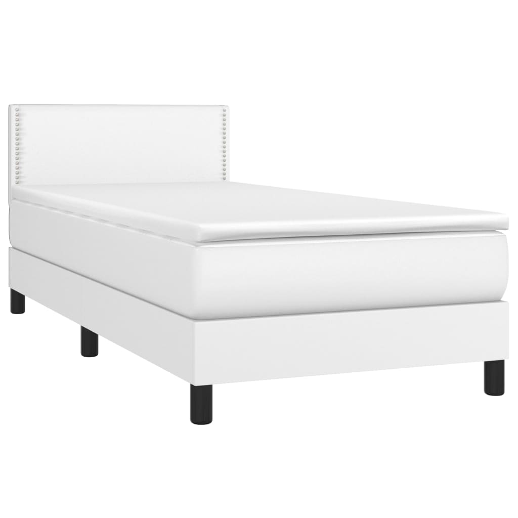 vidaXL Boxspringbett mit Matratze & LED Weiß 90x190 cm Kunstleder