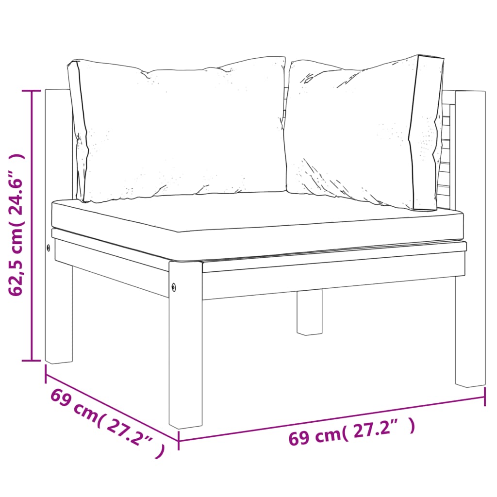 vidaXL 12-tlg. Garten-Lounge-Set mit Creme Kissen Massivholz Akazie