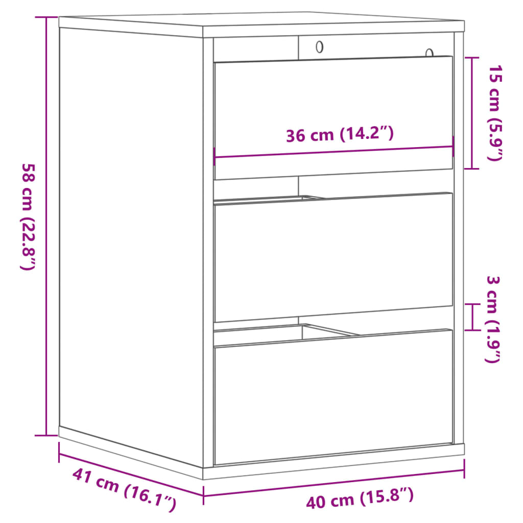 vidaXL Kommode Schwarz 40x41x58 cm Holzwerkstoff