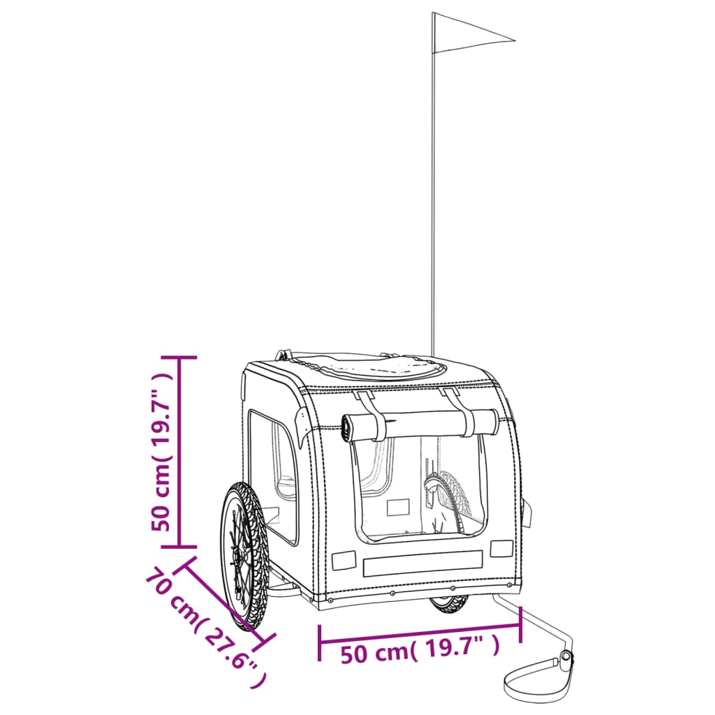 vidaXL Fahrradanhänger Hunde Grün und Grau Oxford-Gewebe und Eisen