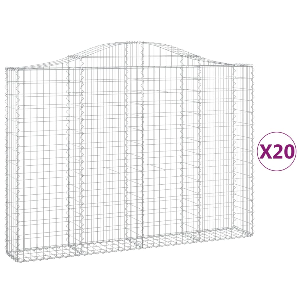 vidaXL Gabionen mit Hochbogen 20Stk. 200x30x140/160cm Verzinktes Eisen