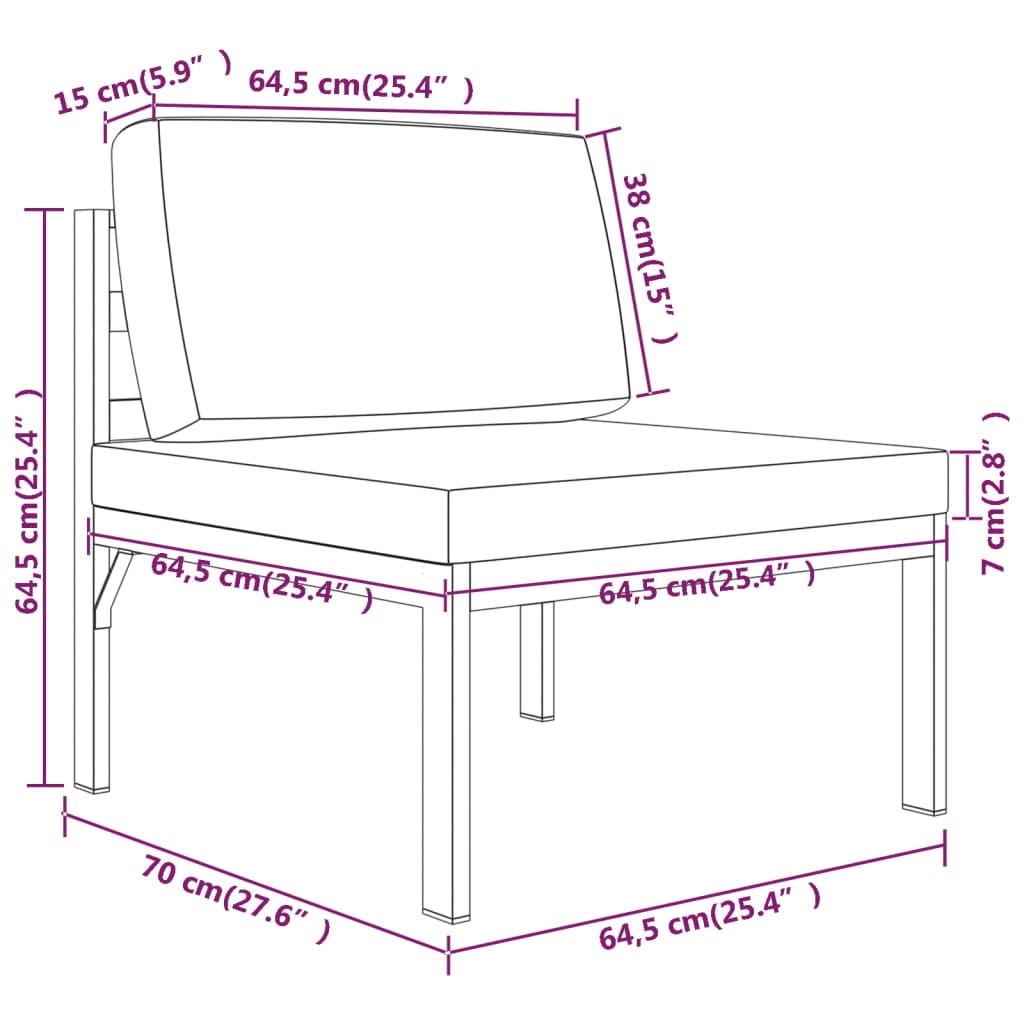 vidaXL 9-tlg. Garten-Lounge-Set mit Kissen Aluminium Anthrazit