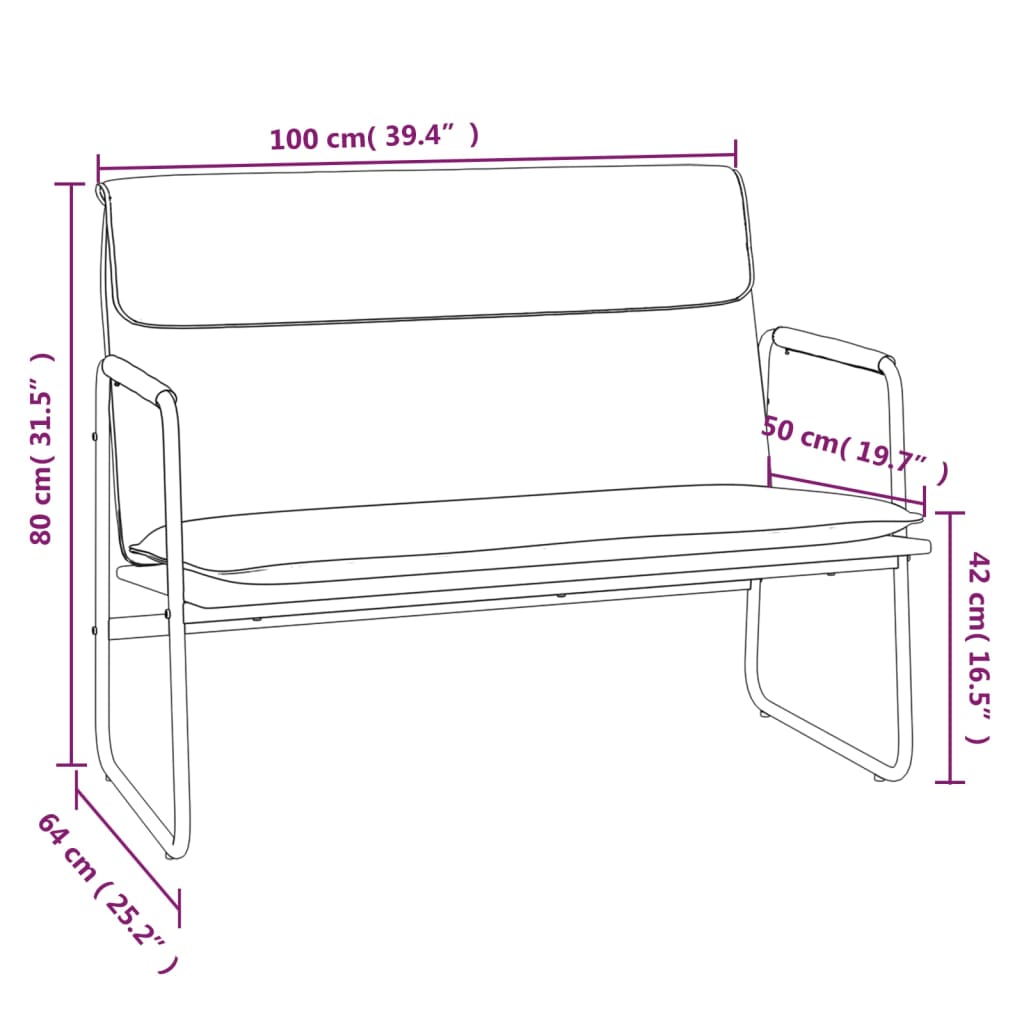 vidaXL Sitzbank Dunkelgrau 100x64x80 cm Stoff