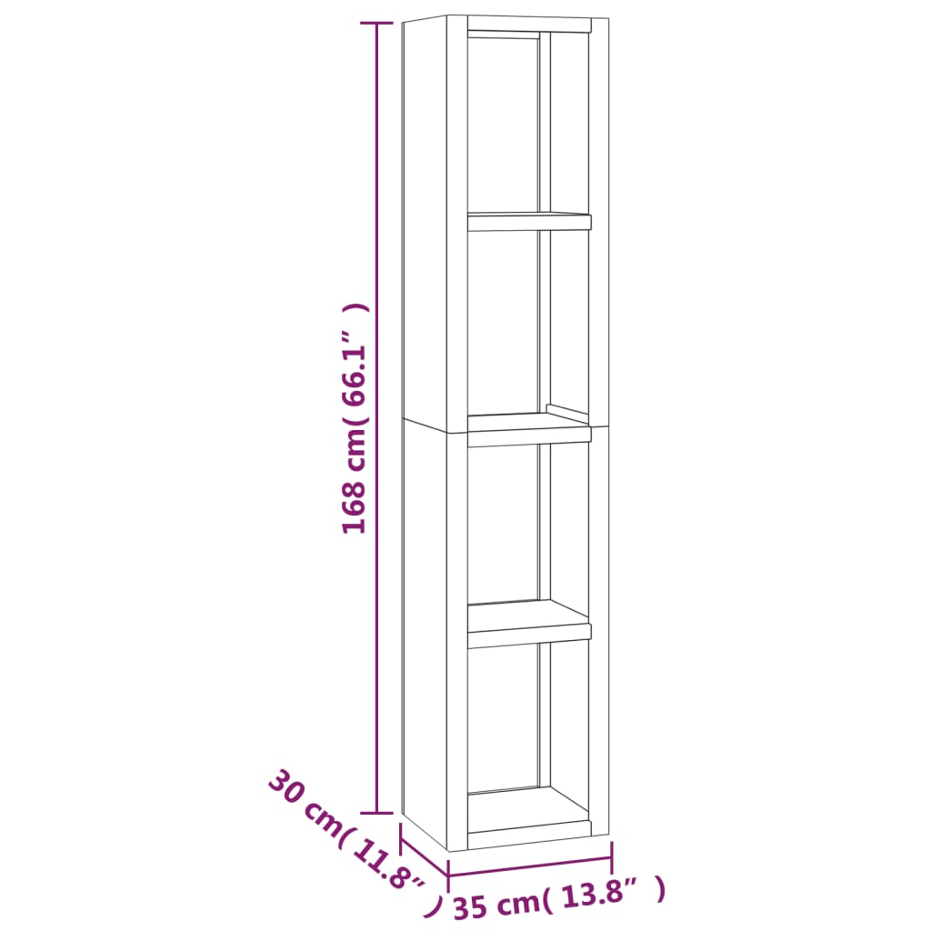 vidaXL Bücherregal 35x30x168 cm Massivholz Teak