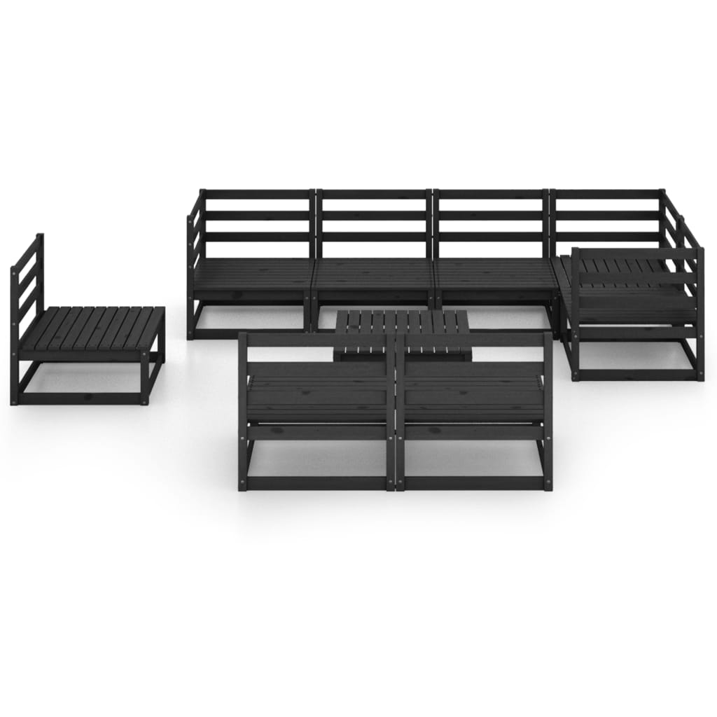 vidaXL 9-tlg. Garten-Lounge-Set Schwarz Massivholz Kiefer