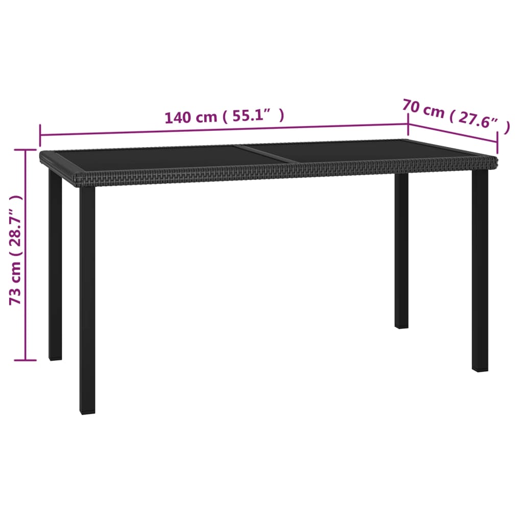 vidaXL 5-tlg. Garten-Essgruppe Poly Rattan Schwarz