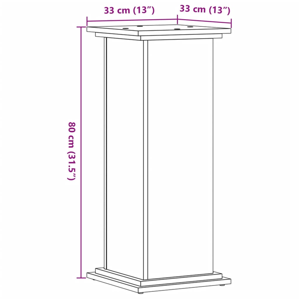 vidaXL Pflanzenständer Grau Sonoma 33x33x80 cm Holzwerkstoff