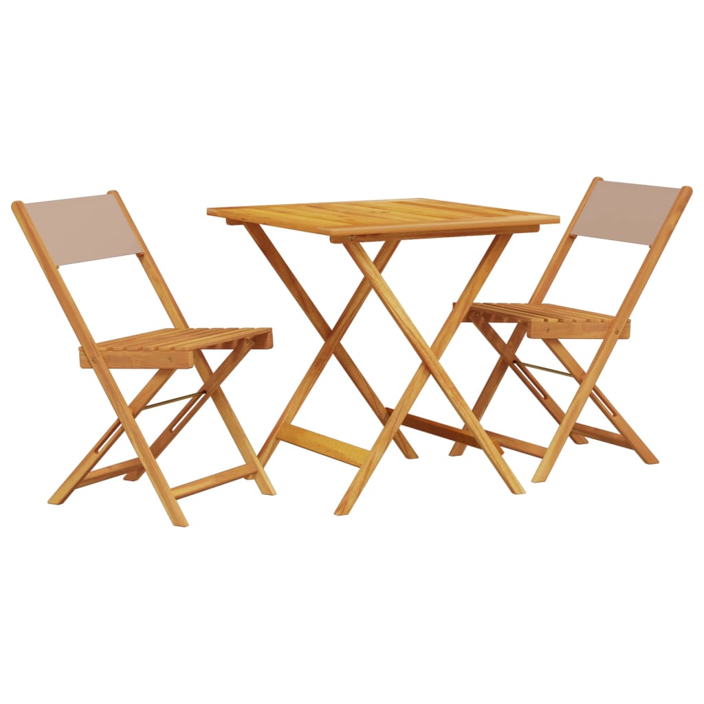 vidaXL 3-tlg. Bistro-Set Taupe Stoff und Massivholz