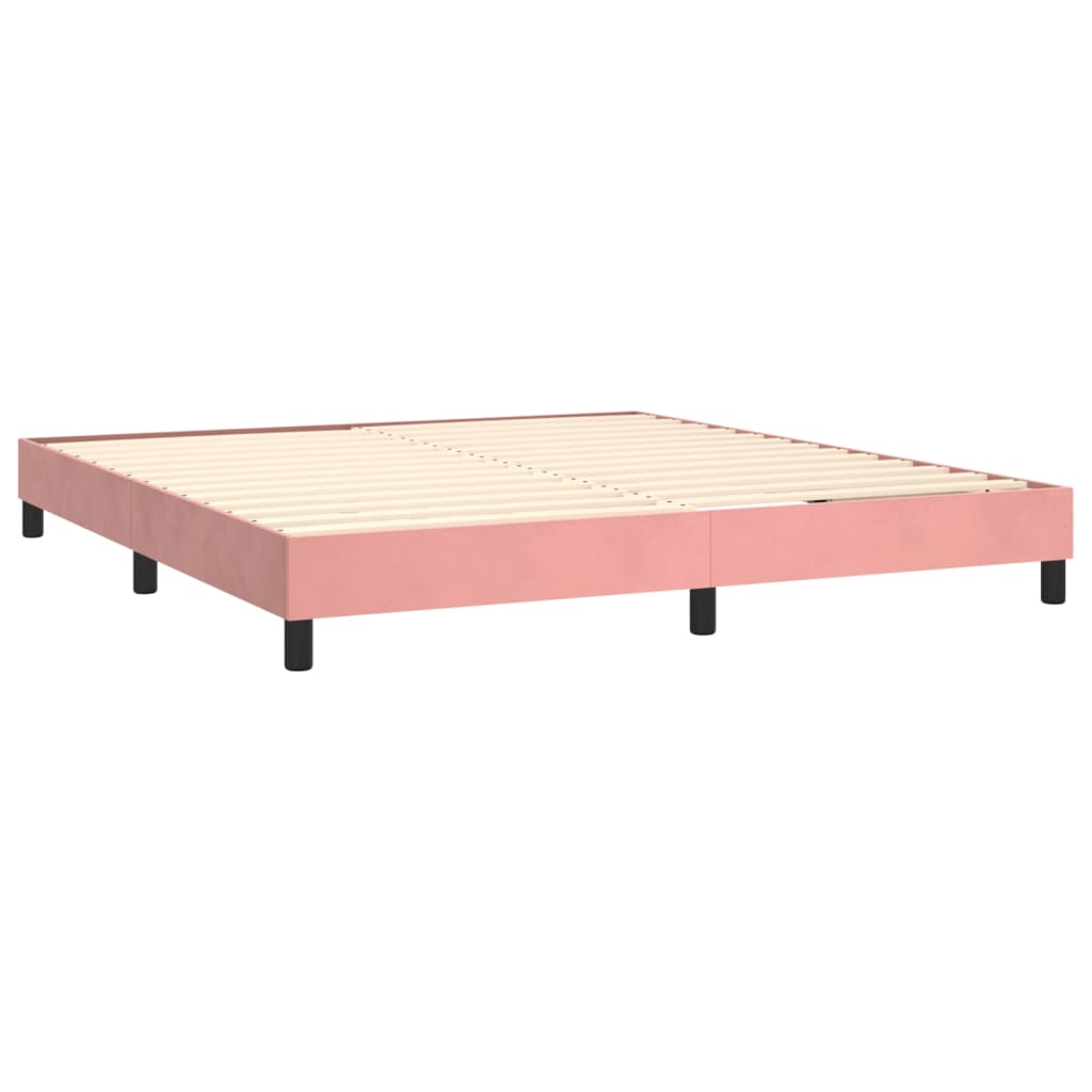 vidaXL Boxspringbett mit Matratze & LED Rosa 160x200 cm Samt