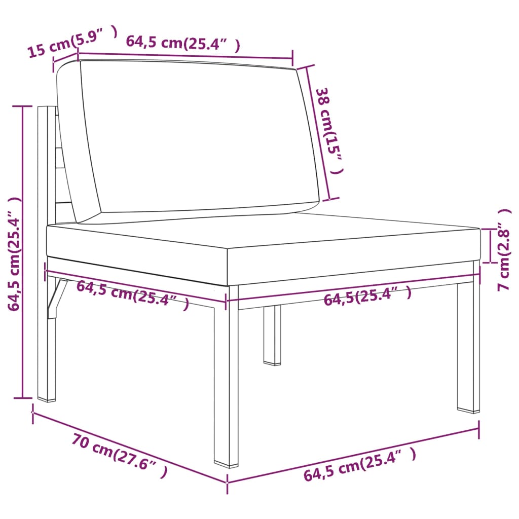 vidaXL 7-tlg. Garten-Lounge-Set mit Kissen Aluminium Anthrazit