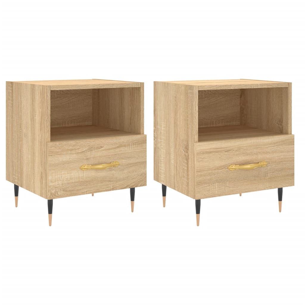 vidaXL Nachttische 2 Stk. Sonoma-Eiche 40x35x47,5 cm Holzwerkstoff