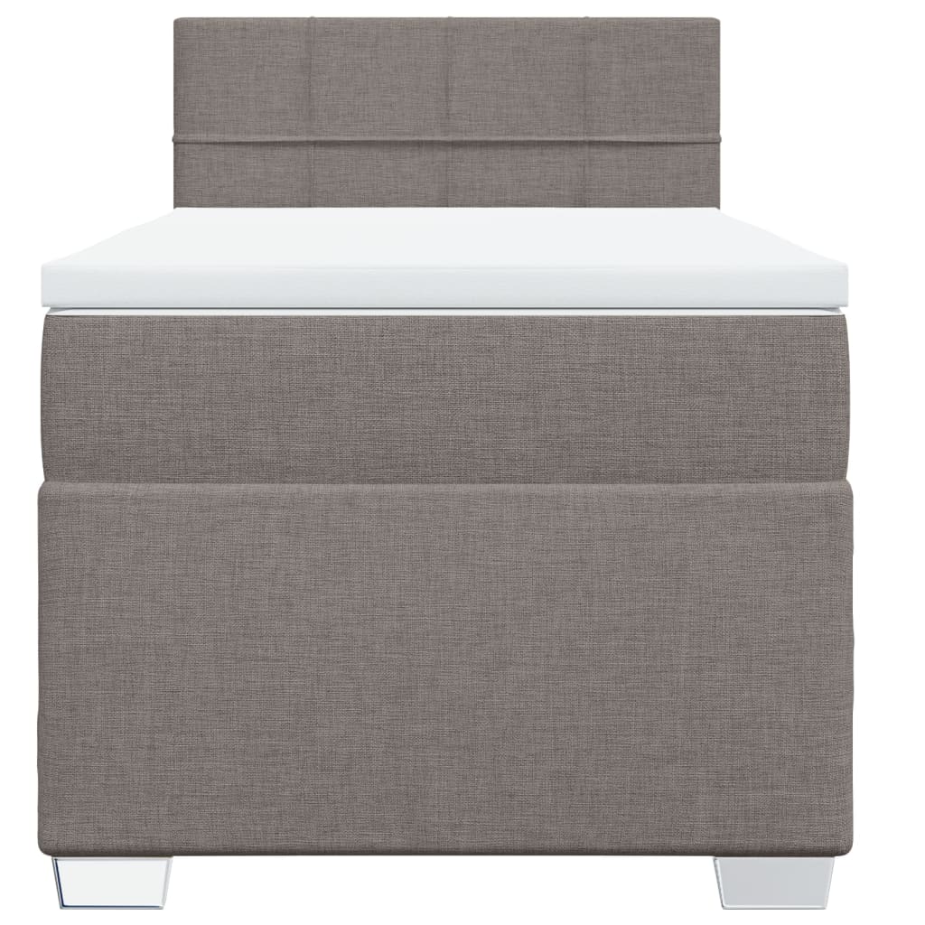 vidaXL Boxspringbett mit Matratze Taupe 100x200 cm Stoff