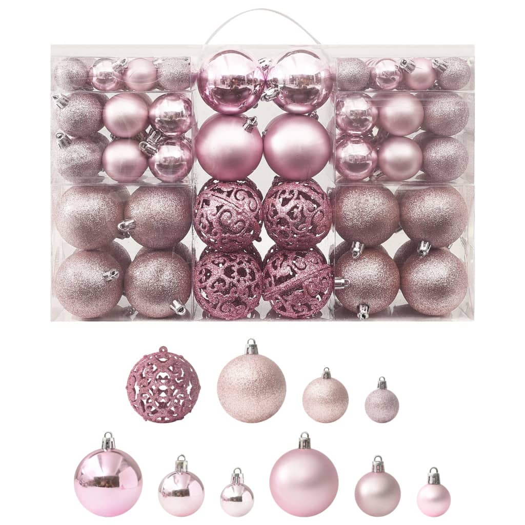 vidaXL 100-tlg. Weihnachtskugel-Set Rosa