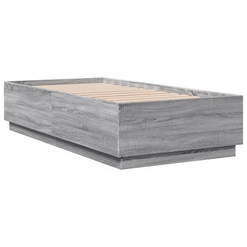 vidaXL Bettgestell Grau Sonoma 90x190 cm Holzwerkstoff