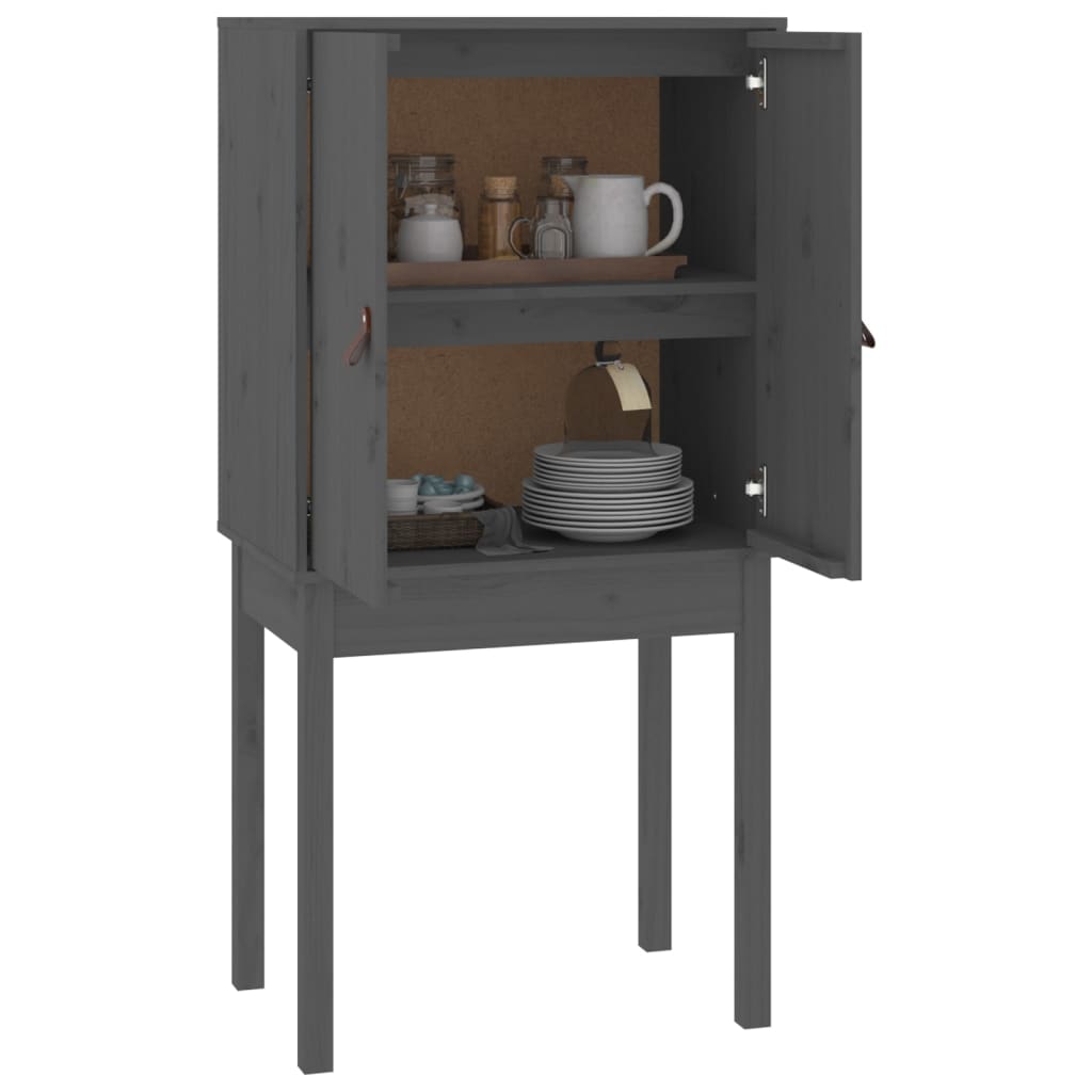 vidaXL Highboard Grau 60x40x120 cm Massivholz Kiefer