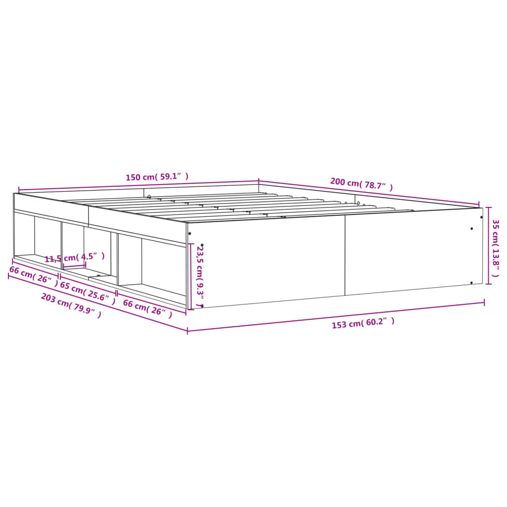 vidaXL Bettgestell Weiß 150x200 cm