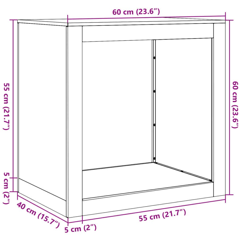 vidaXL Brennholzregal Weiß 60x40x60 cm Stahl