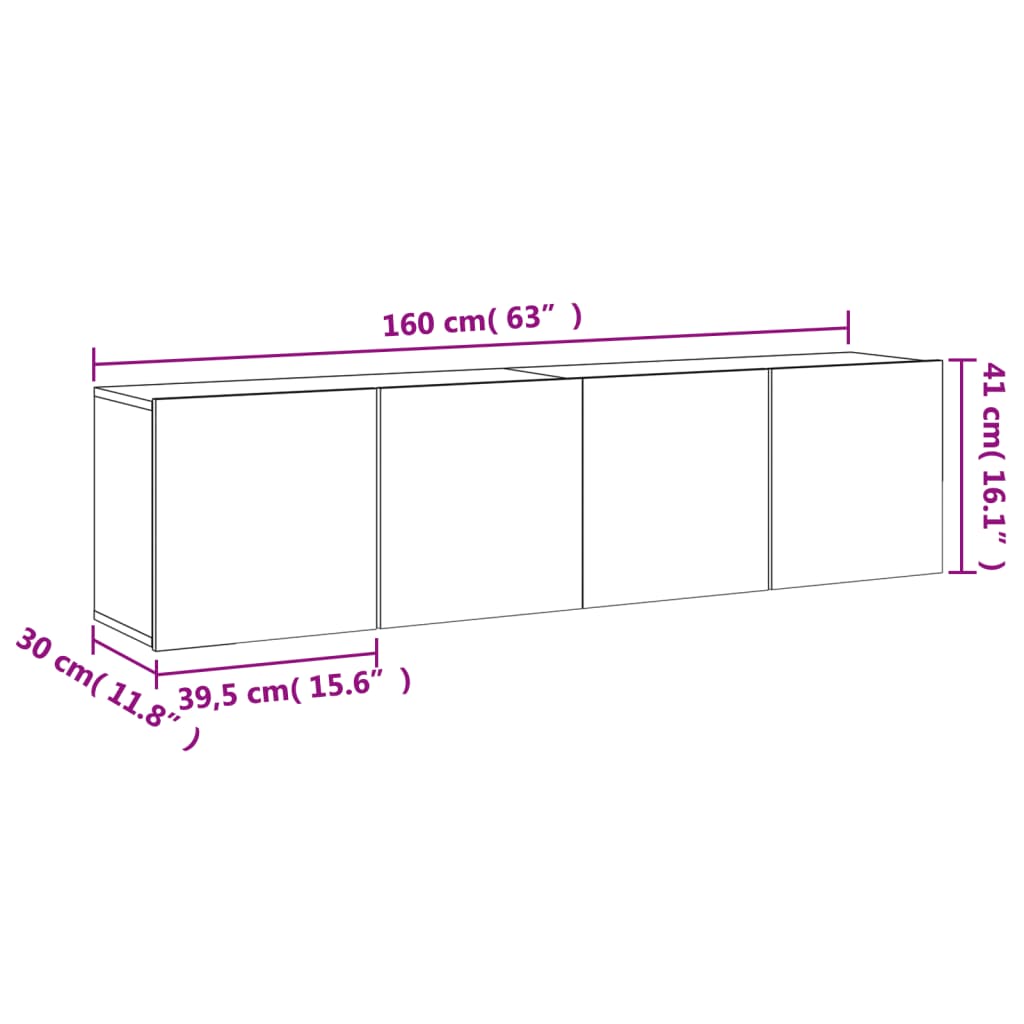 vidaXL TV-Wandschränke 2 Stk. Weiß 80x30x41 cm