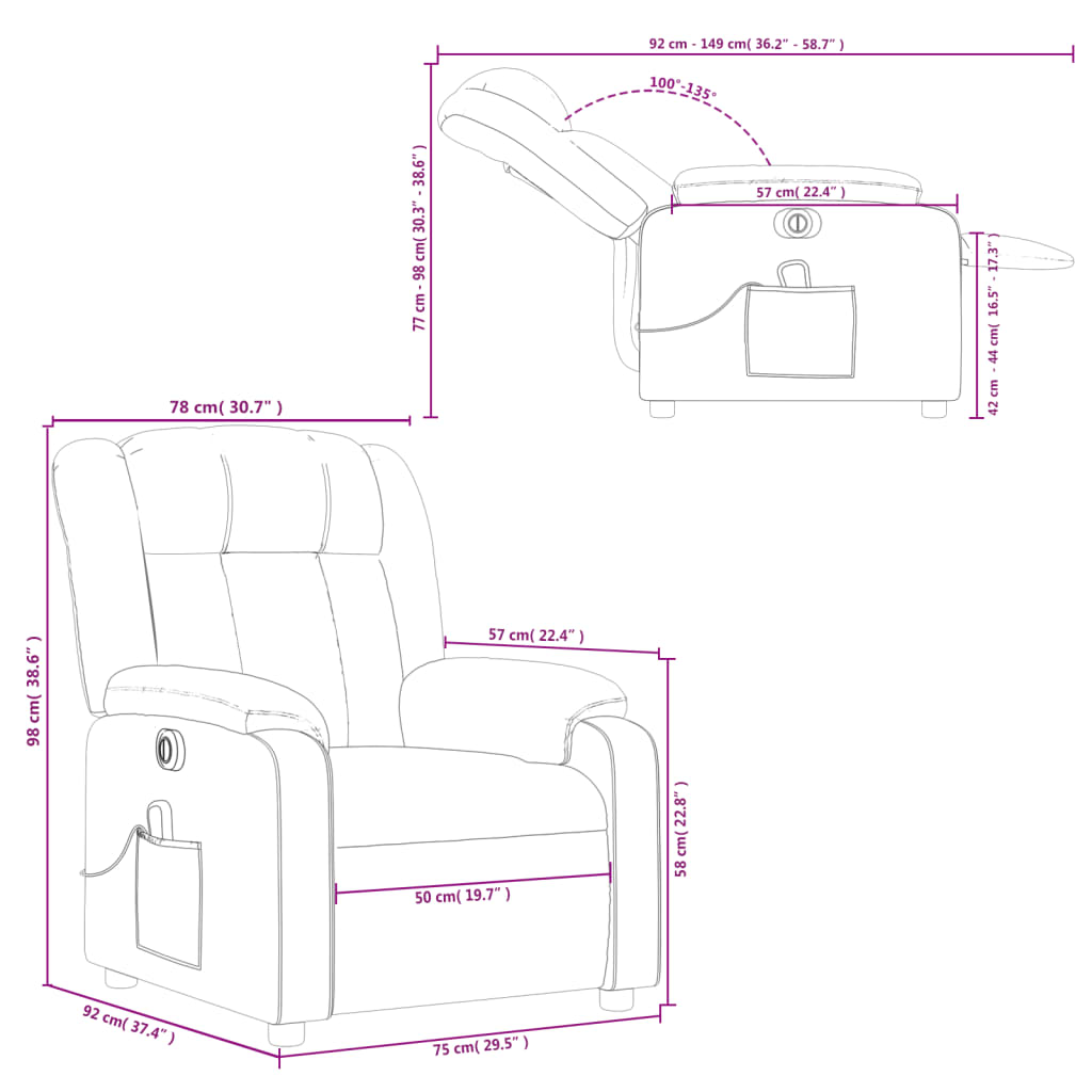 vidaXL Massagesessel Elektrisch Taupe Stoff