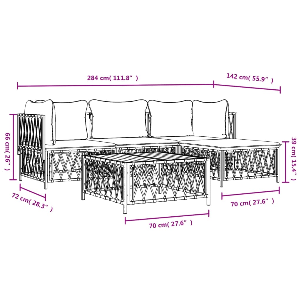 vidaXL 4-tlg. Garten-Lounge-Set mit Kissen Anthrazit Stahl