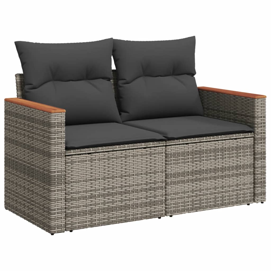 vidaXL 6-tlg. Garten-Sofagarnitur mit Kissen Grau Poly Rattan