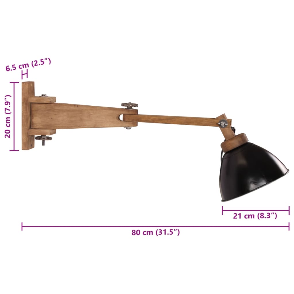 vidaXL Wandleuchte 25 W Schwarz E27