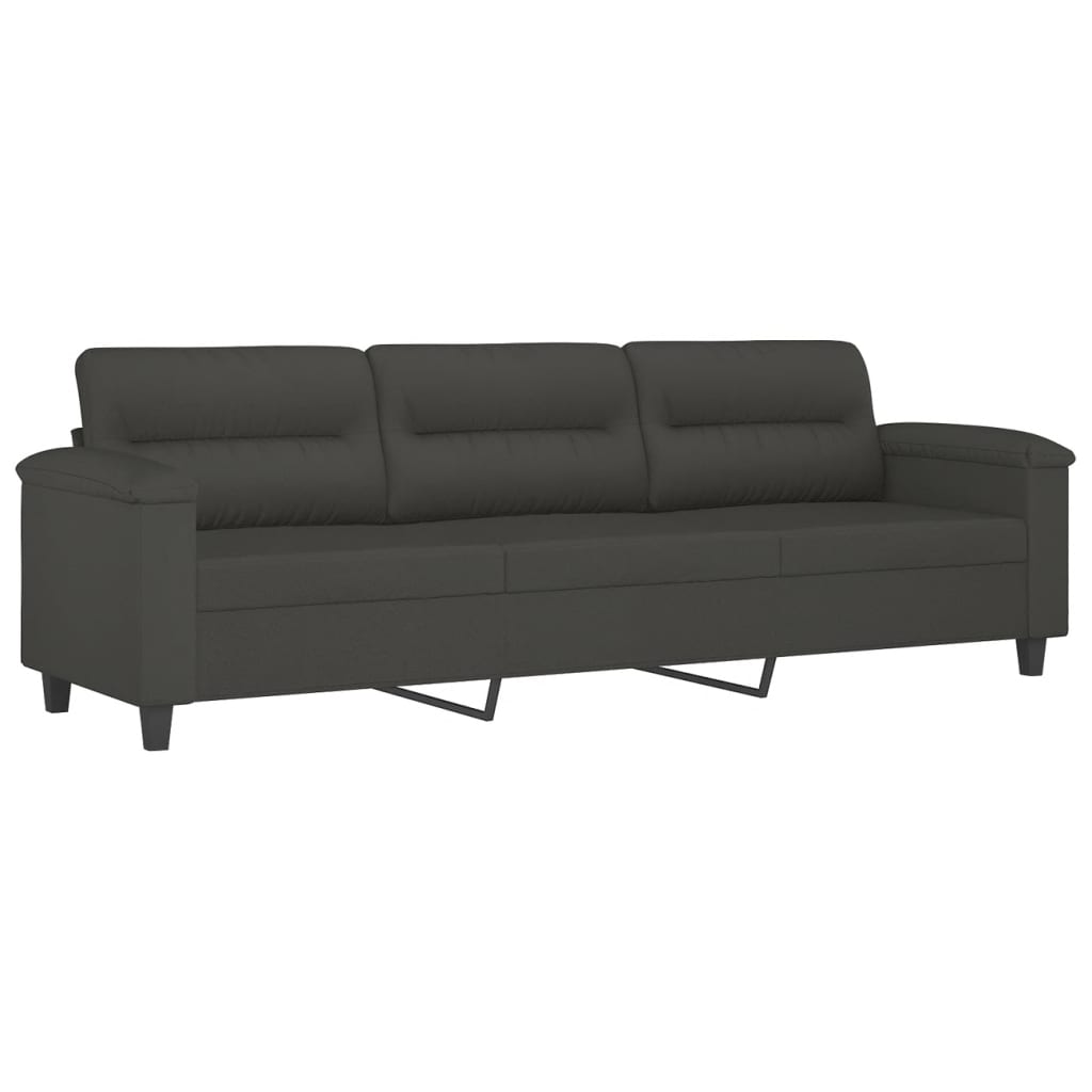 vidaXL 3-Sitzer-Sofa mit Kissen Dunkelgrau 210 cm Mikrofasergewebe