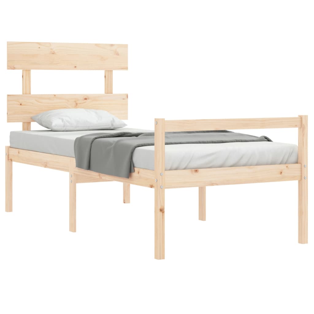 vidaXL Seniorenbett mit Kopfteil Massivholz