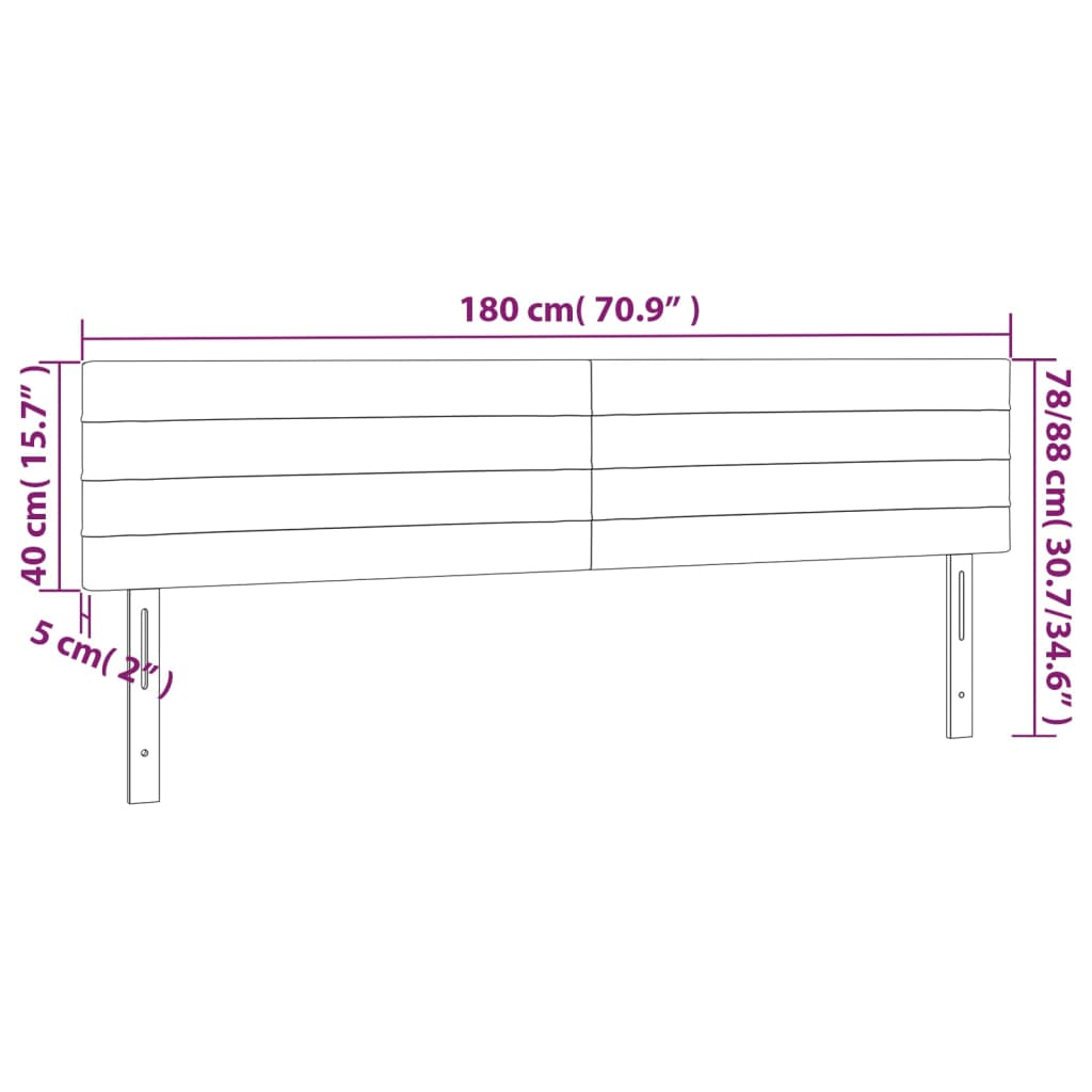 vidaXL Kopfteile 2 Stk. Hellgrau 90x5x78/88 cm Samt