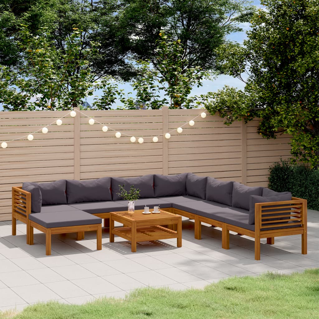 vidaXL 9-tlg. Garten-Lounge-Set mit Auflage Massivholz Akazie