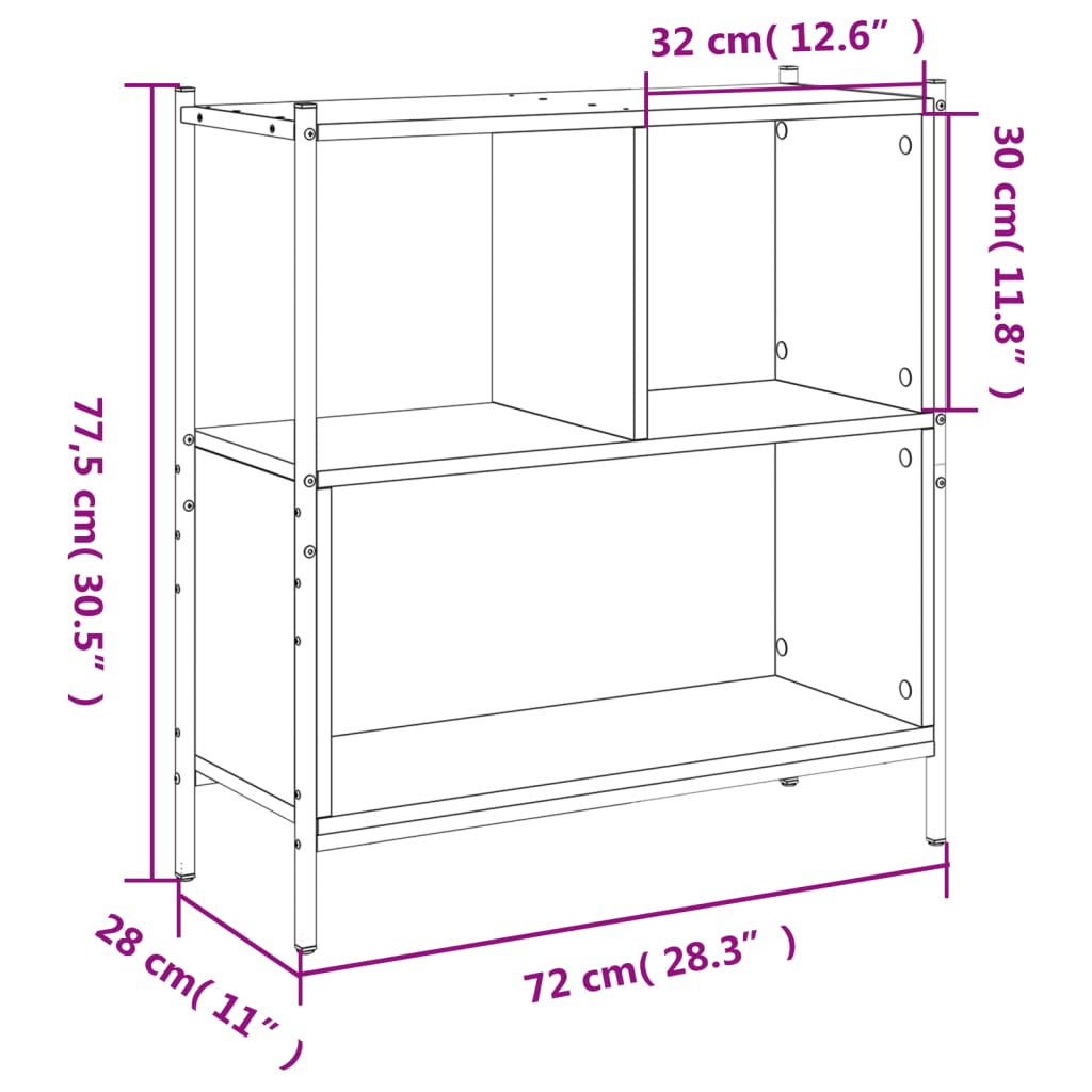 vidaXL Bücherregal Schwarz 72x28x77,5 cm Holzwerkstoff