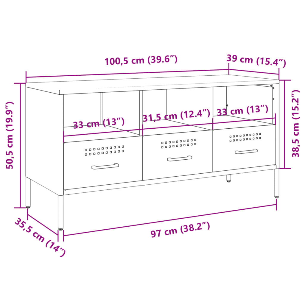 vidaXL TV-Schrank Anthrazit 100,5x39x50,5 cm Stahl