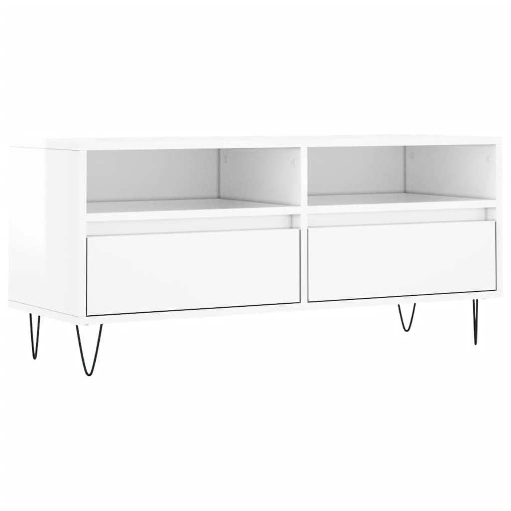 vidaXL TV-Schrank Hochglanz-Weiß 100x34,5x44,5 cm Holzwerkstoff