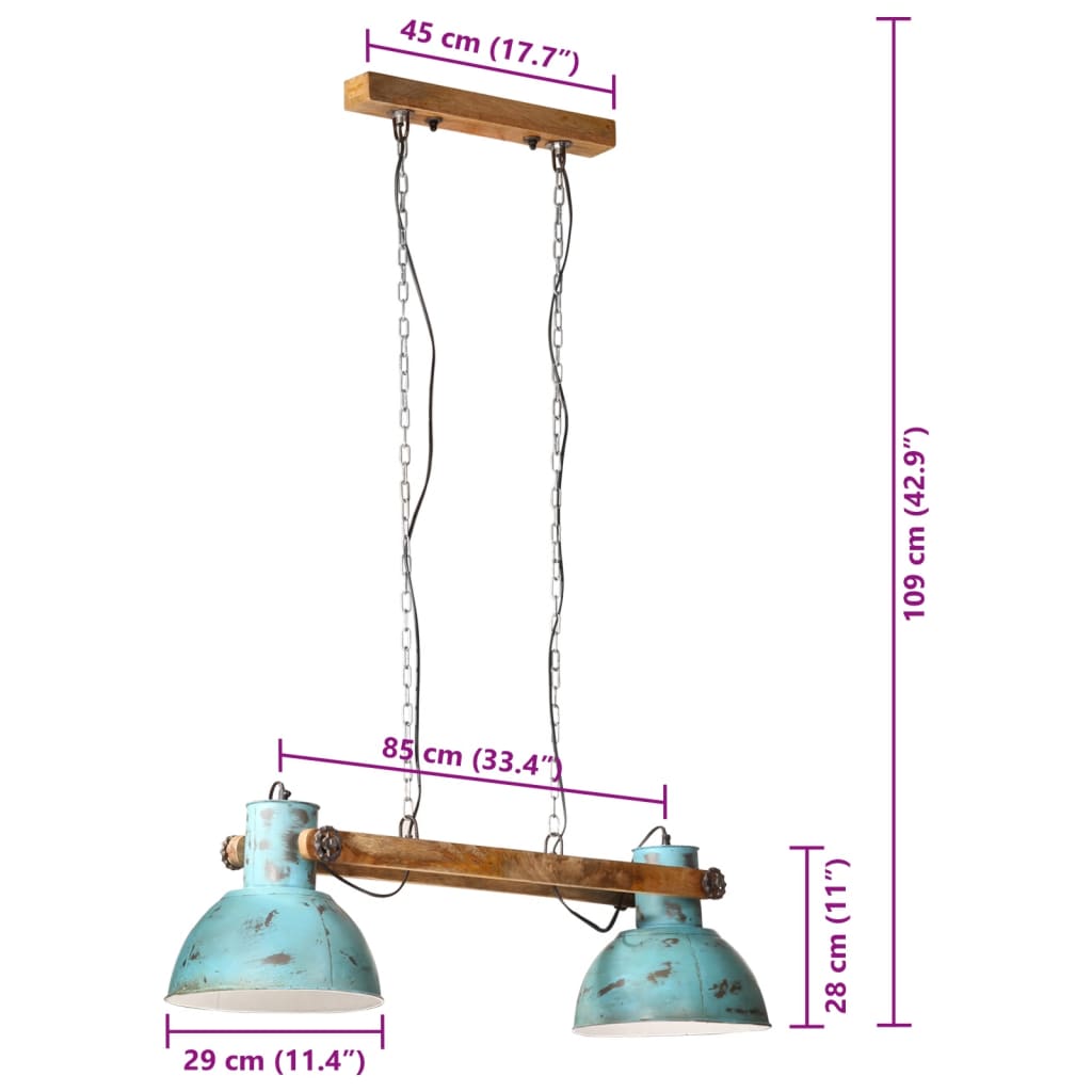 vidaXL Hängelampe 25 W Blau 85x28x109 cm E27