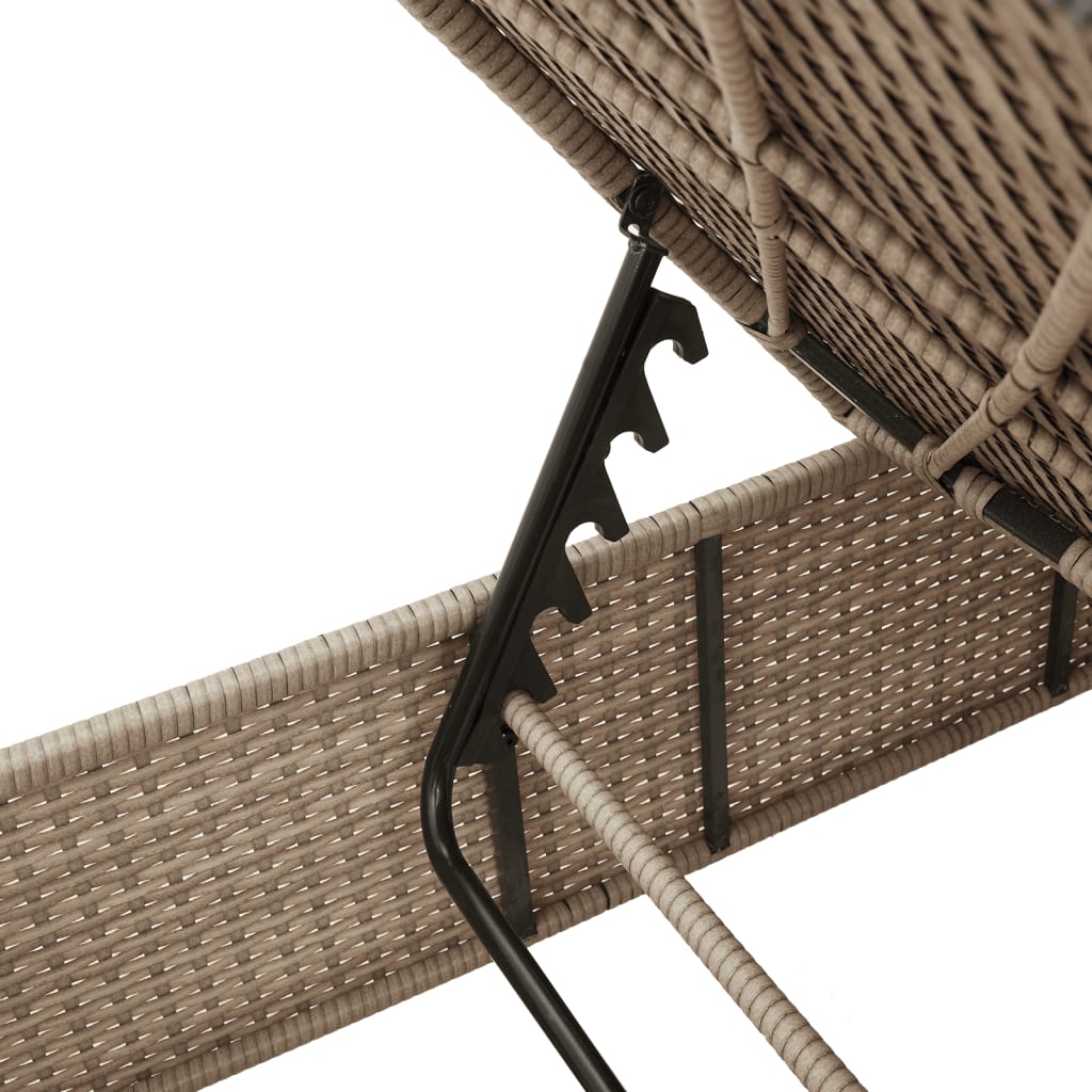 vidaXL Sonnenliegen mit Auflagen 2 Stk. Beige Poly Rattan