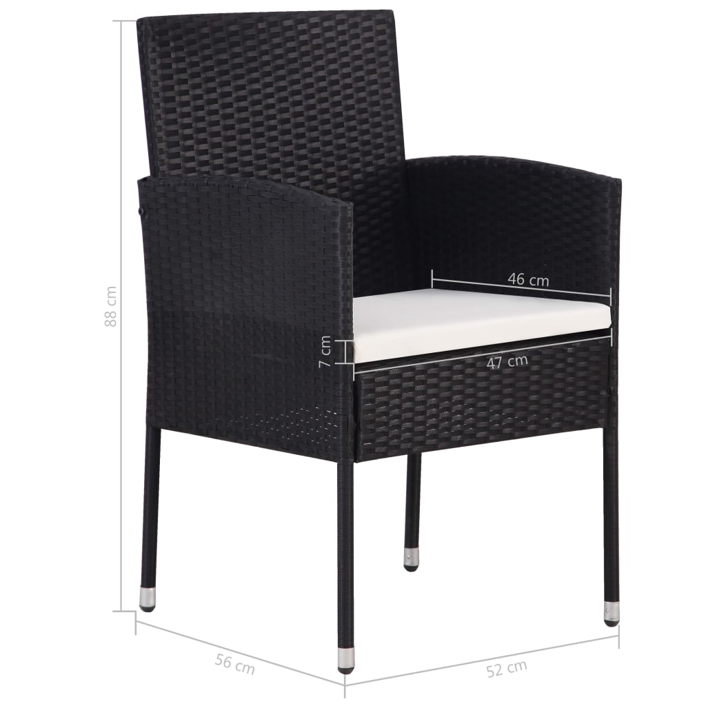 vidaXL 9-tlg. Garten-Essgruppe Poly Rattan Schwarz