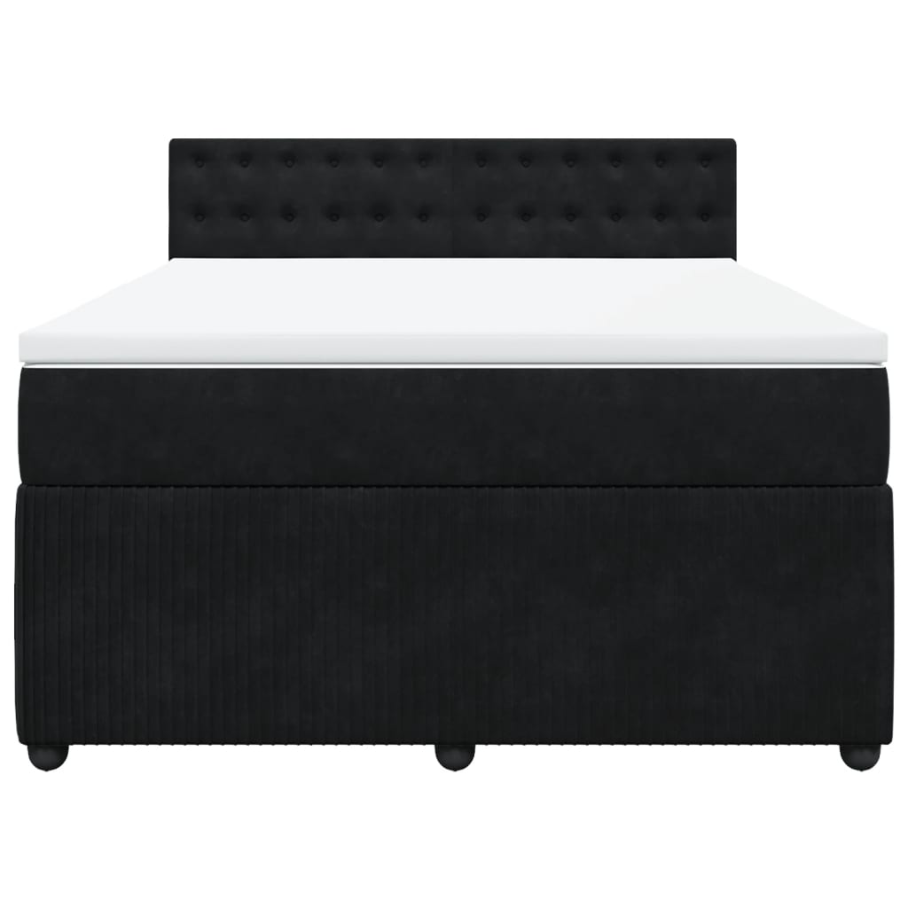 vidaXL Boxspringbett mit Matratze Schwarz 140x190 cm Samt