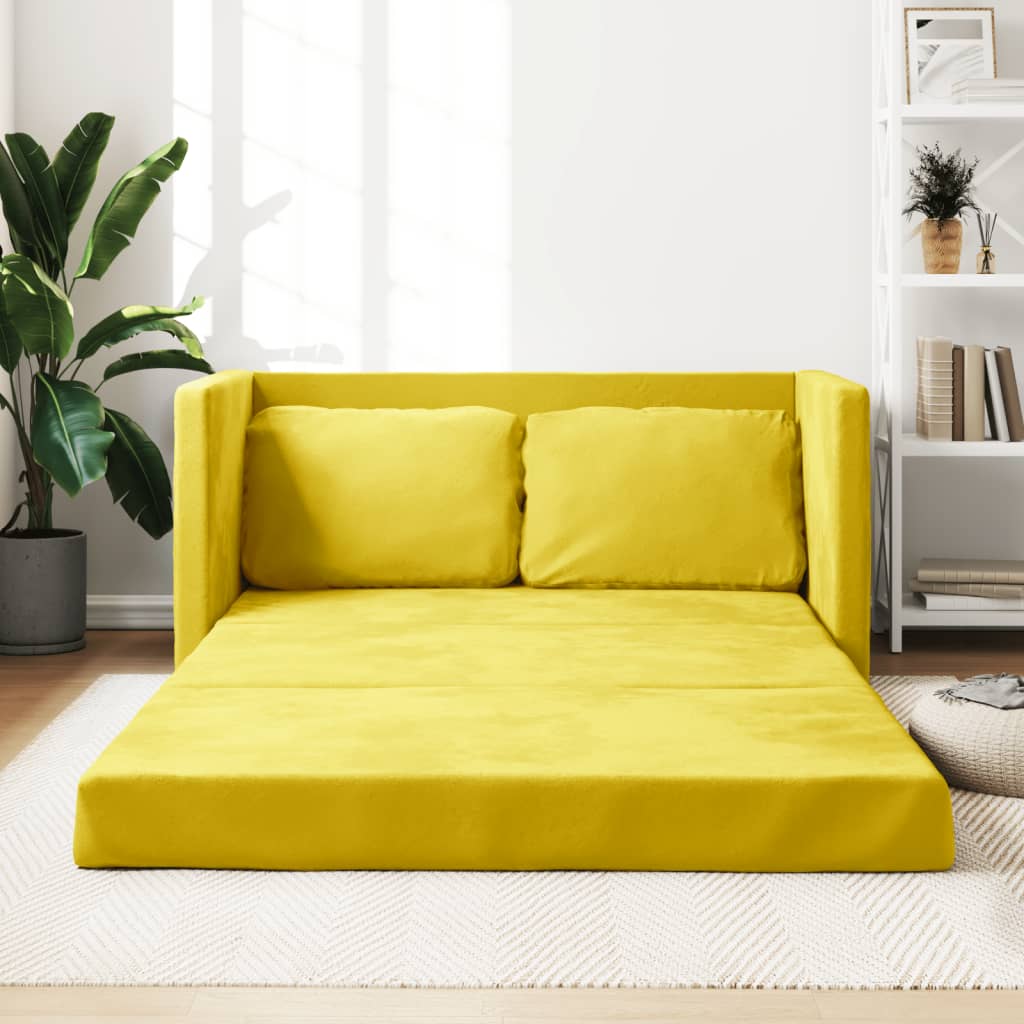 vidaXL Bodensofa mit Schlaffunktion Dunkelgelb 122x204x55 cm Samt