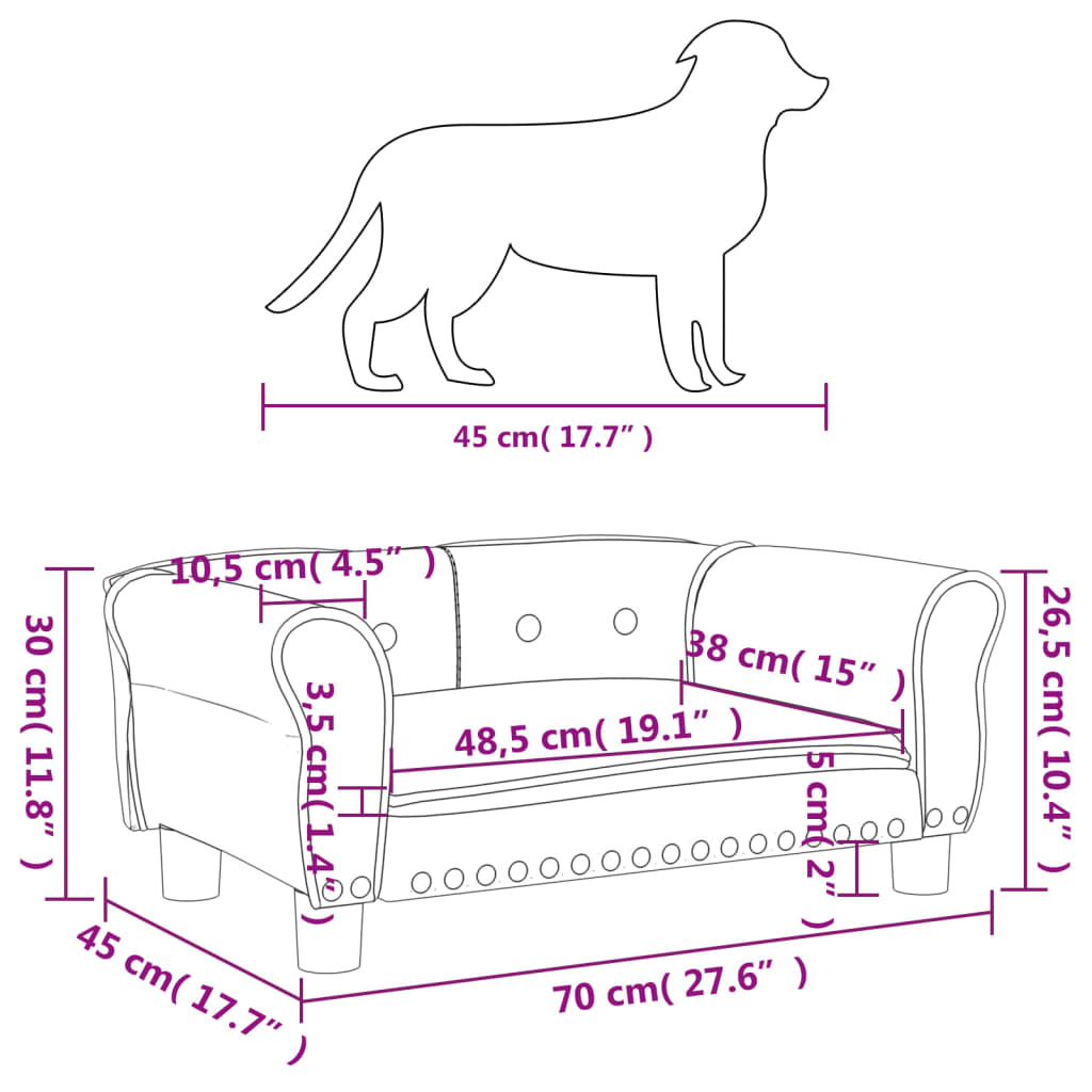 vidaXL Hundebett Grau 70x45x30 cm Kunstleder