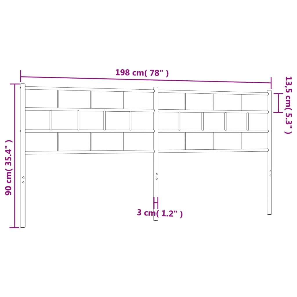 vidaXL Kopfteil Metall Weiß 193 cm