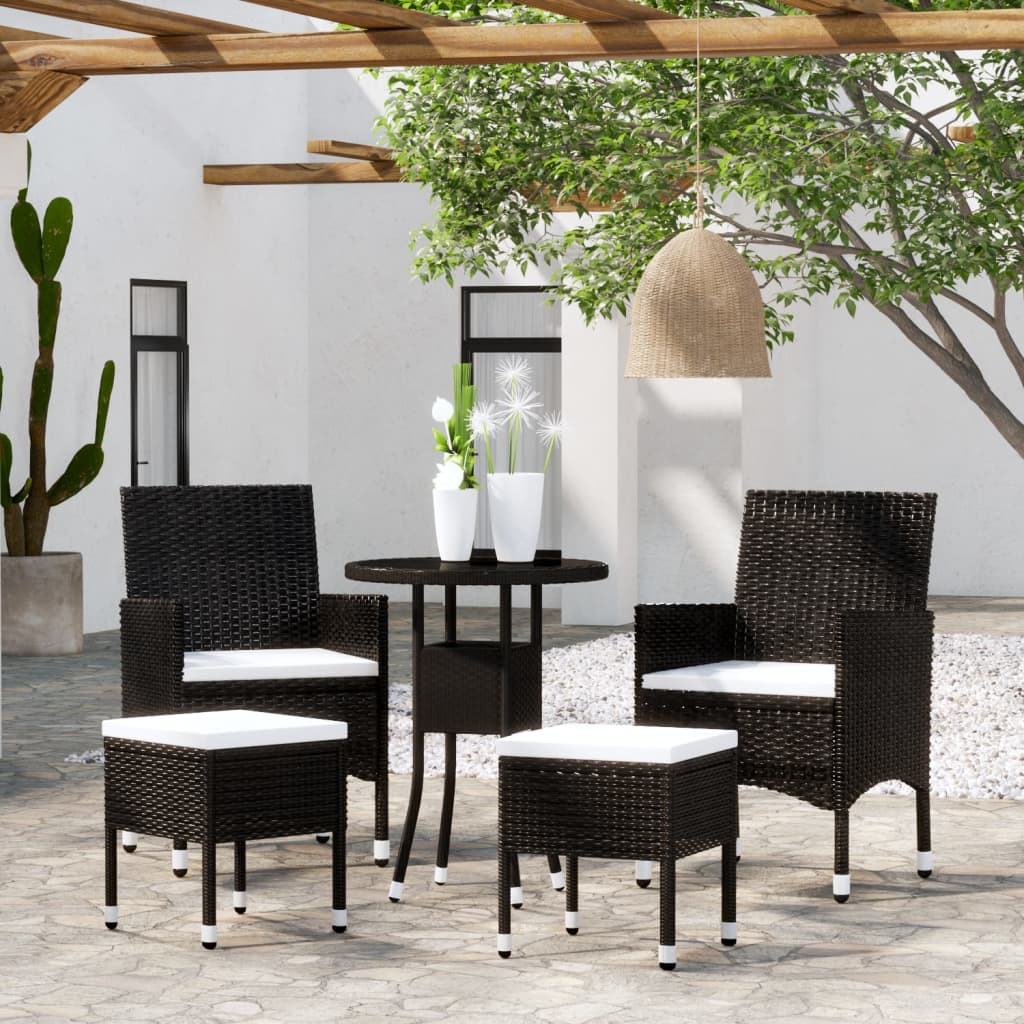 vidaXL 5-tlg. Garten-Lounge-Set Poly Rattan Schwarz