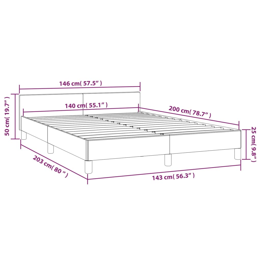 vidaXL Bettgestell ohne Matratze Dunkelbraun 140x200 cm Stoff