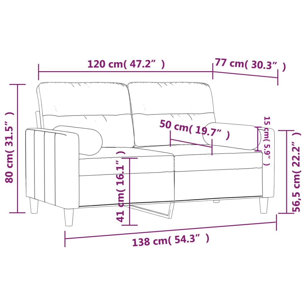 vidaXL 2-Sitzer-Sofa mit Zierkissen Taupe 120 cm Stoff