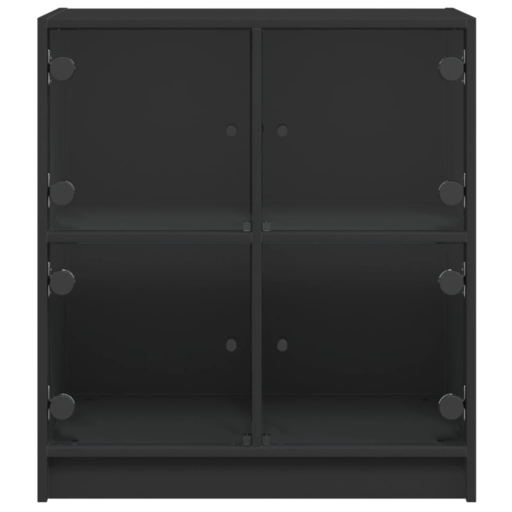 vidaXL Beistellschrank mit Glastüren Schwarz 68x37x75,5 cm