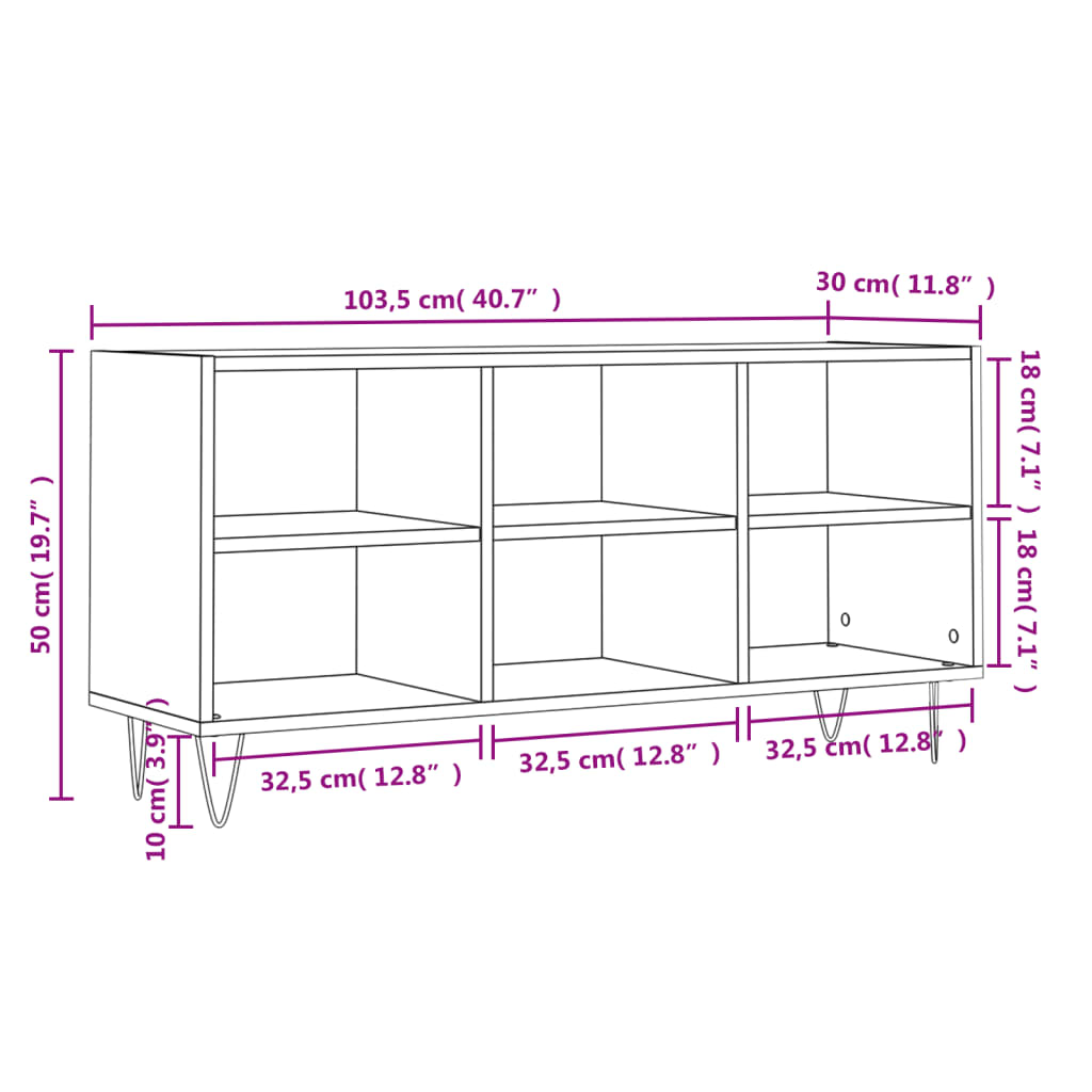 vidaXL TV-Schrank Braun Eichen-Optik 103,5x30x50 cm Holzwerkstoff