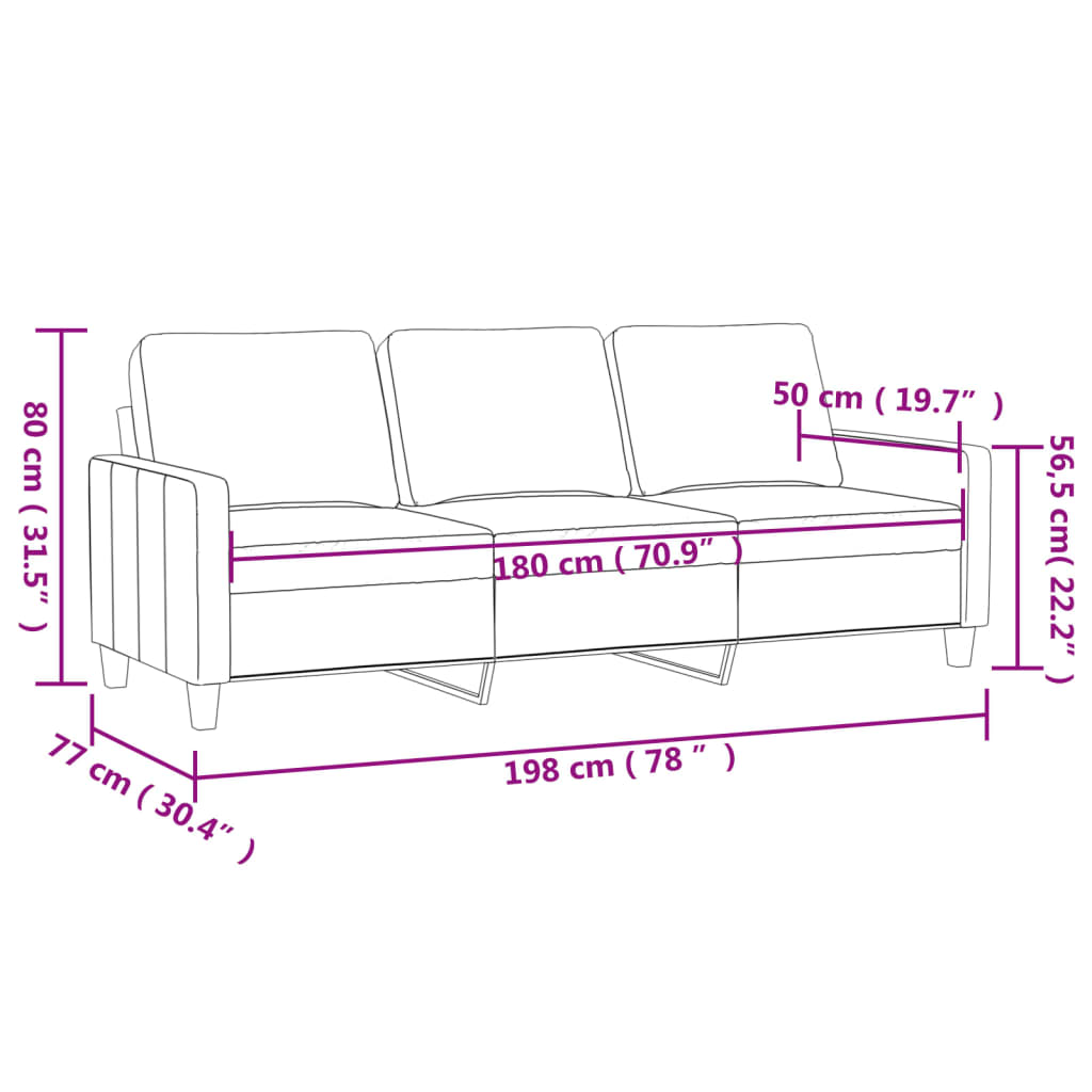 vidaXL 3-Sitzer-Sofa Braun 180 cm Stoff