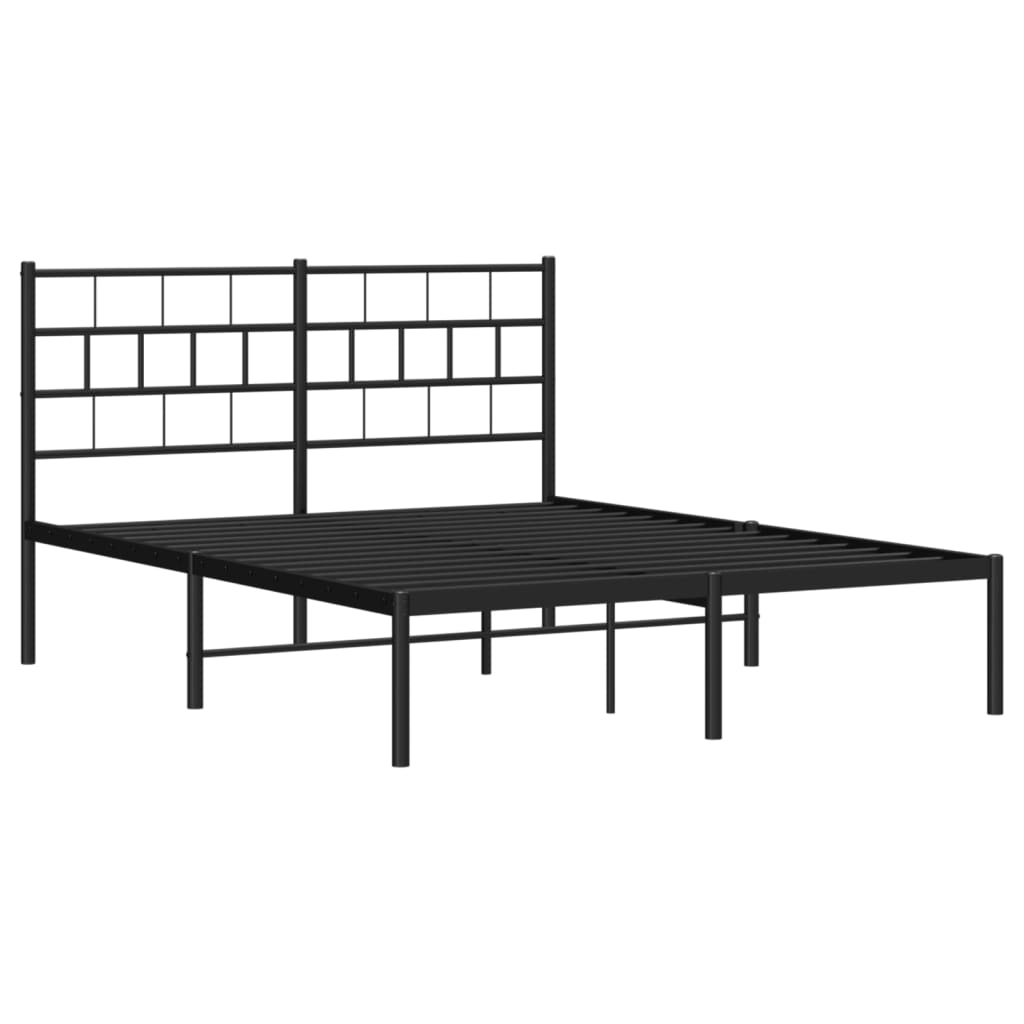 vidaXL Bettgestell mit Kopfteil Metall Schwarz 135x190 cm