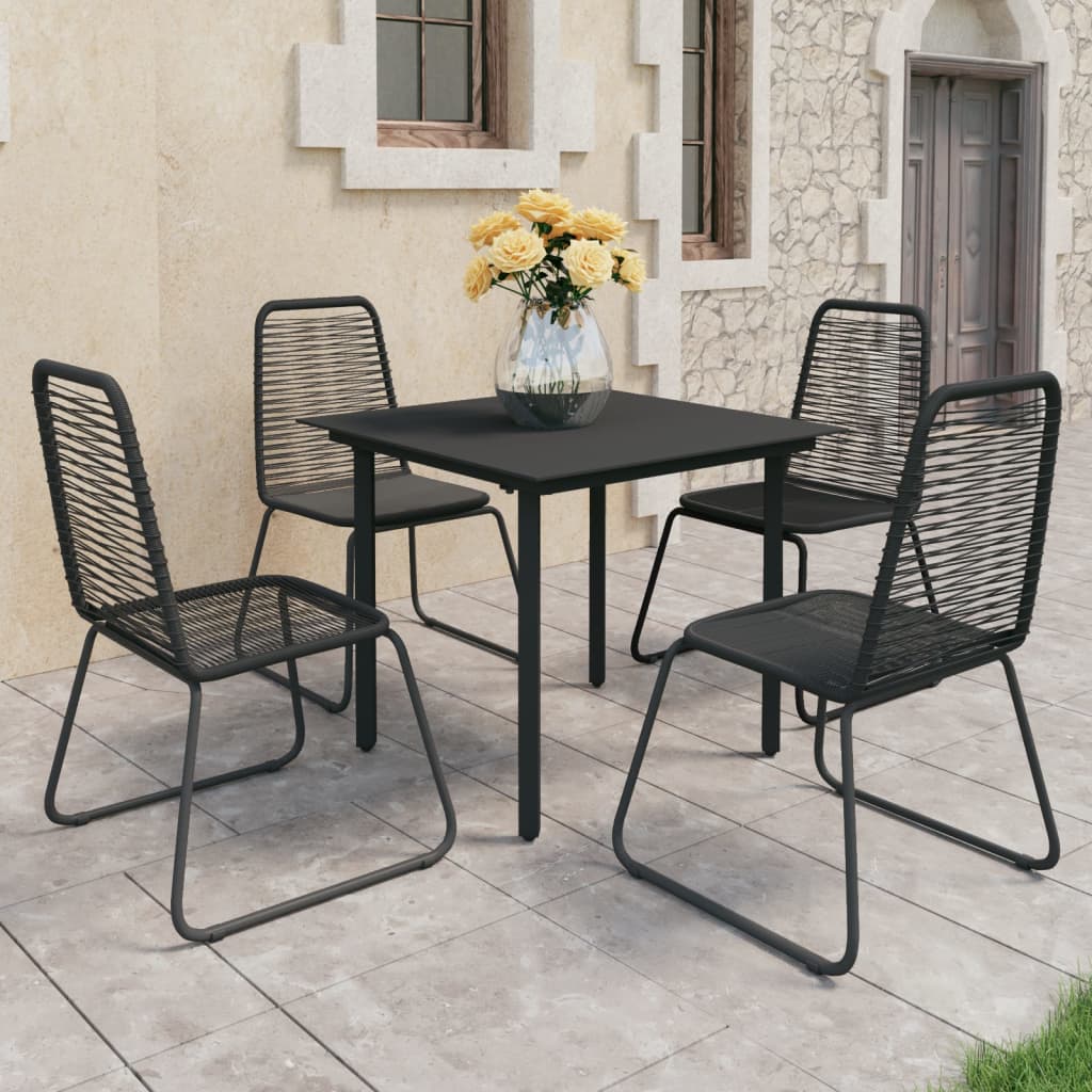 vidaXL 5-tlg. Garten-Essgruppe PVC Rattan Schwarz