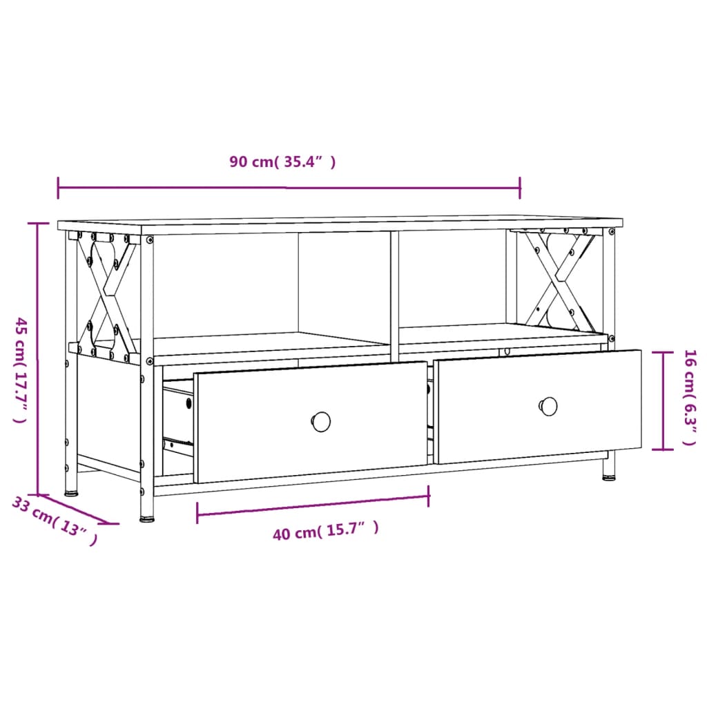 vidaXL TV-Schrank Schwarz 90x33x45 cm Holzwerkstoff & Eisen